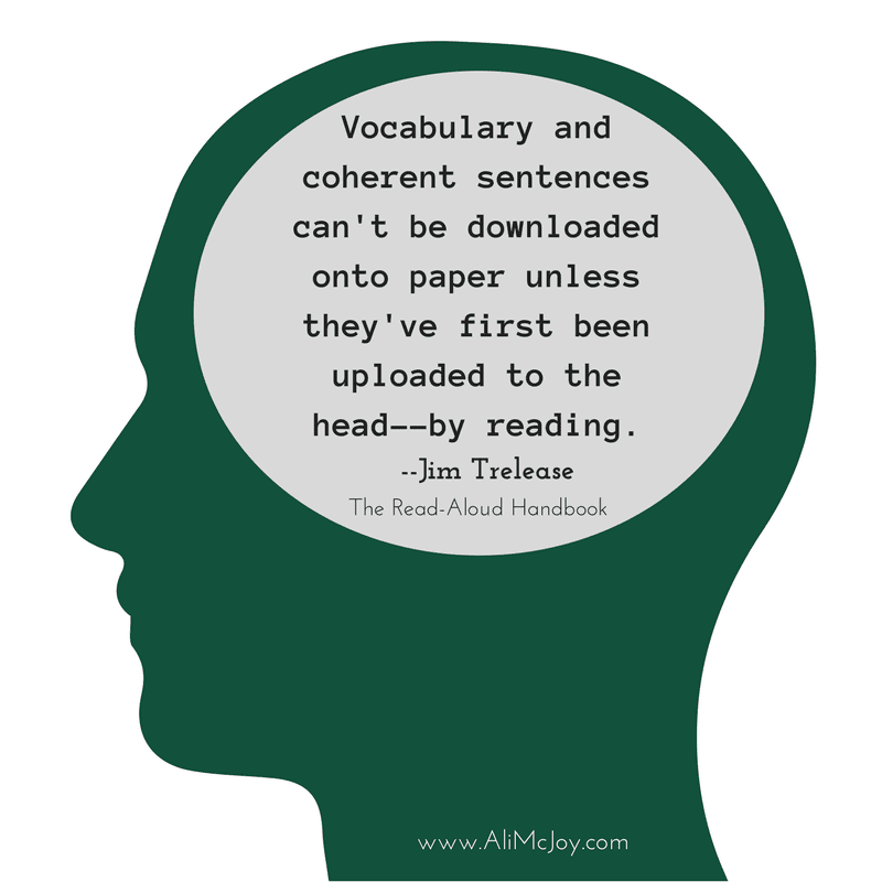 Vocabulary and coherent sentences can't be downloaded onto paper unless they've first been uploaded to the head--by reading. --Jim Trelease