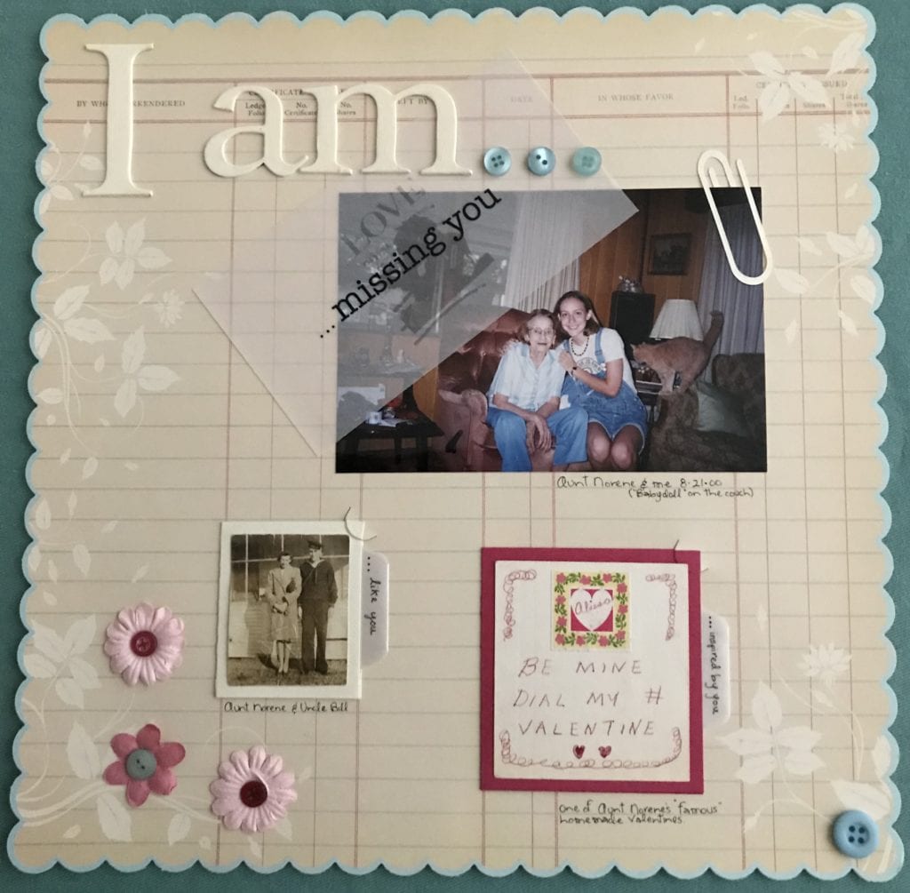 A scrapbook page I made about my Aunt Norene.